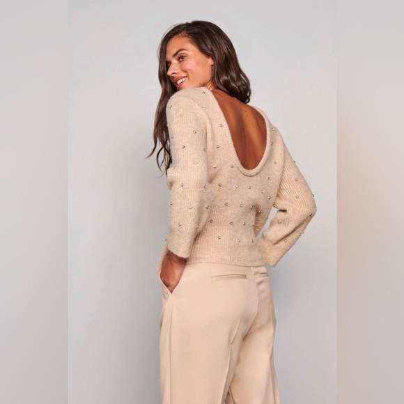joinus Sweaters - Wool mix sweater with crystals. Open back sweater. NWT